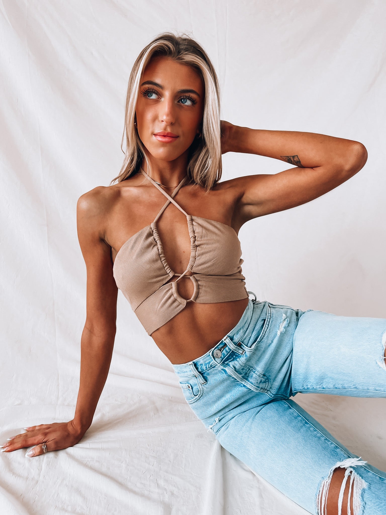 Mailey Criss Cross Halter Top