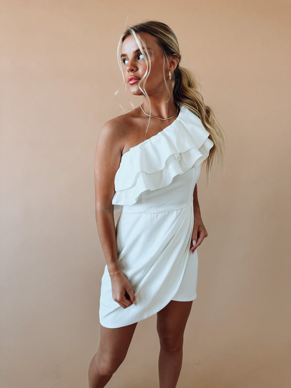 RESTOCKED :Hannah Ruffle One Shoulder Mini Dress