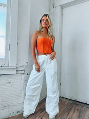 Stassi Strapless Orange Corset Top
