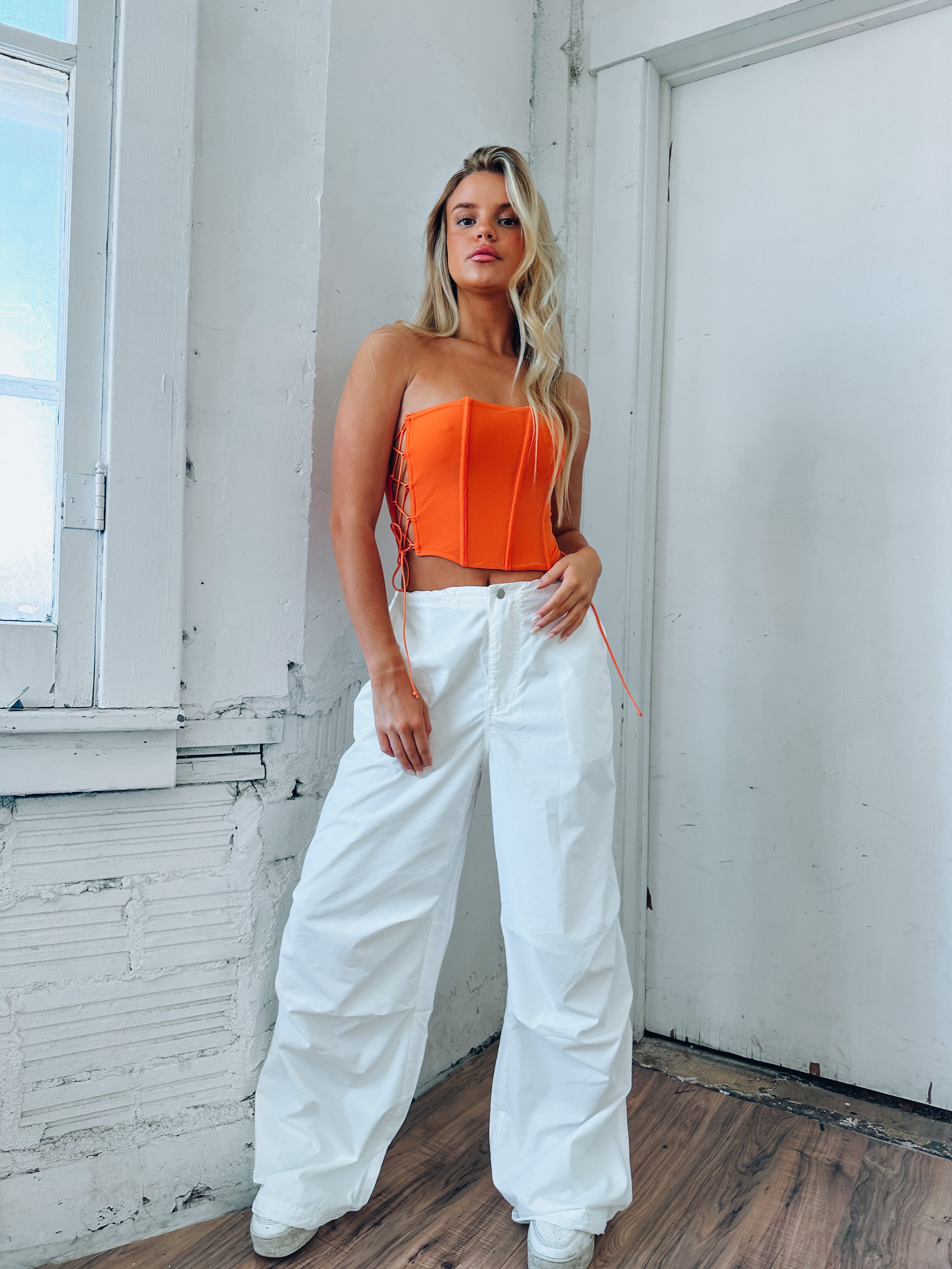 Stassi Strapless Orange Corset Top