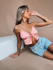 Pink Ayla Lace Tie Top