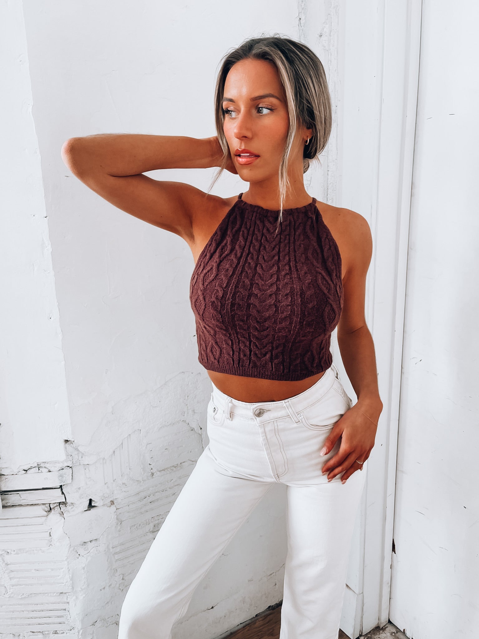 Shonna Cable Knit Halter Top