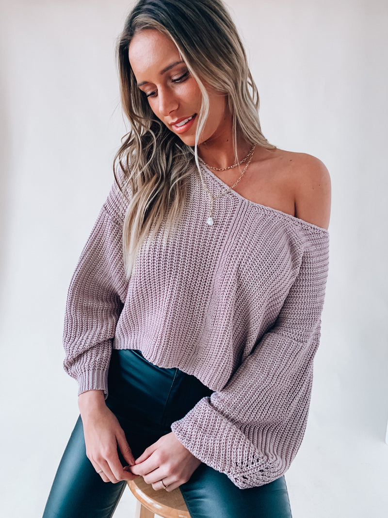 SALE: Light Lavender Remington Crop Sweater
