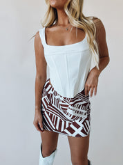 SALE :Ellie Geometric Satin Mini Skirt