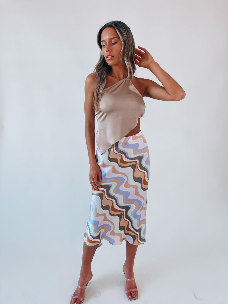 SALE :Gionna Silk Multi-Color Midi Skirt