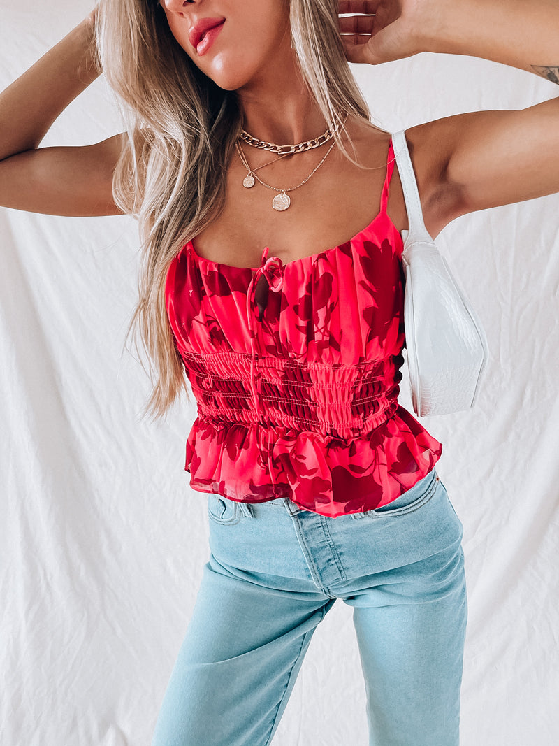 SALE :Bold Blooms Smocked Top
