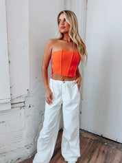 Stassi Strapless Orange Corset Top