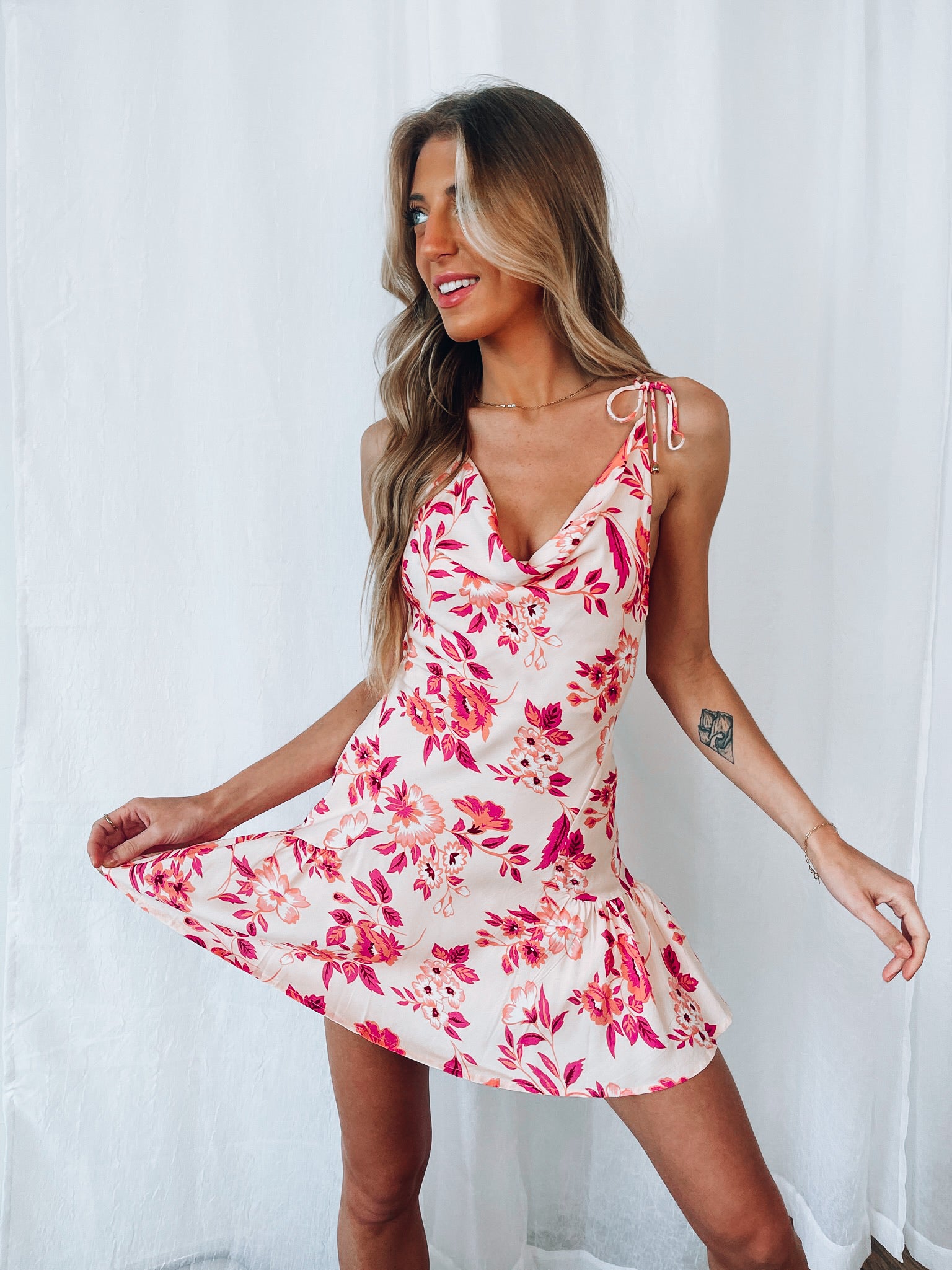 RESTOCKED :Kailani Cowl Neck Floral Dress