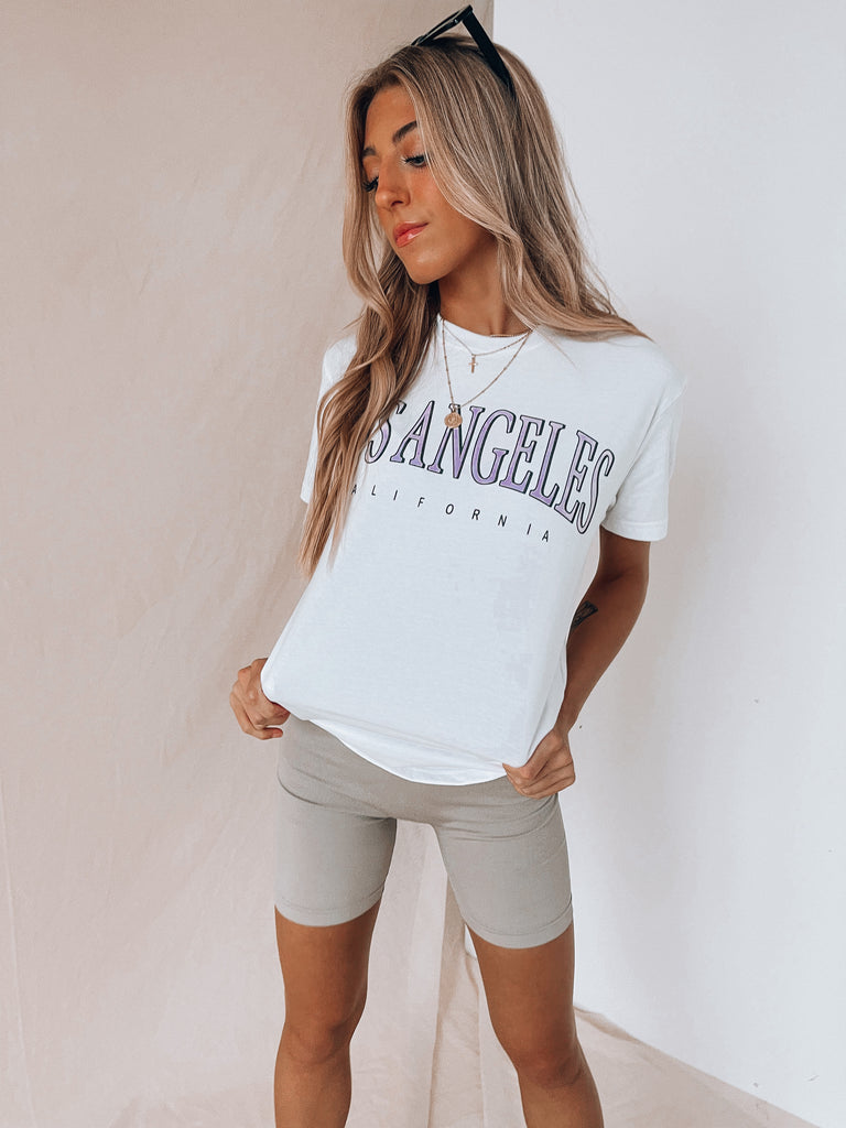 This one's for the LAdies 💖 . LIMITED EDITION Los Angeles Logo Tee. .  Streetwear Essentials