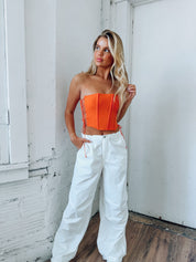 Stassi Strapless Orange Corset Top