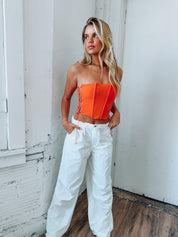 Stassi Strapless Orange Corset Top