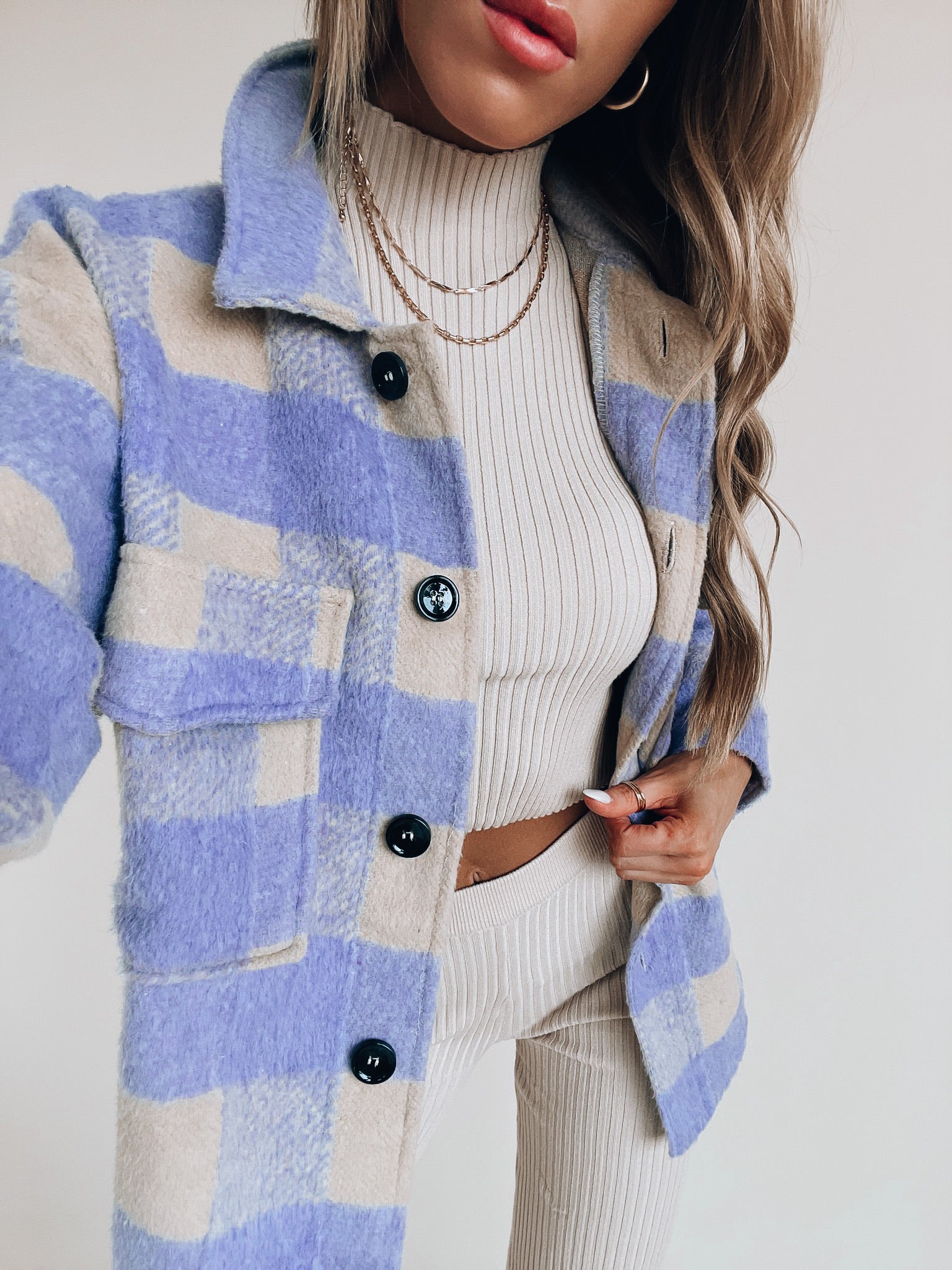 SALE :Tristan Lavender Plaid Jacket