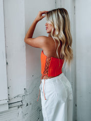 Stassi Strapless Orange Corset Top