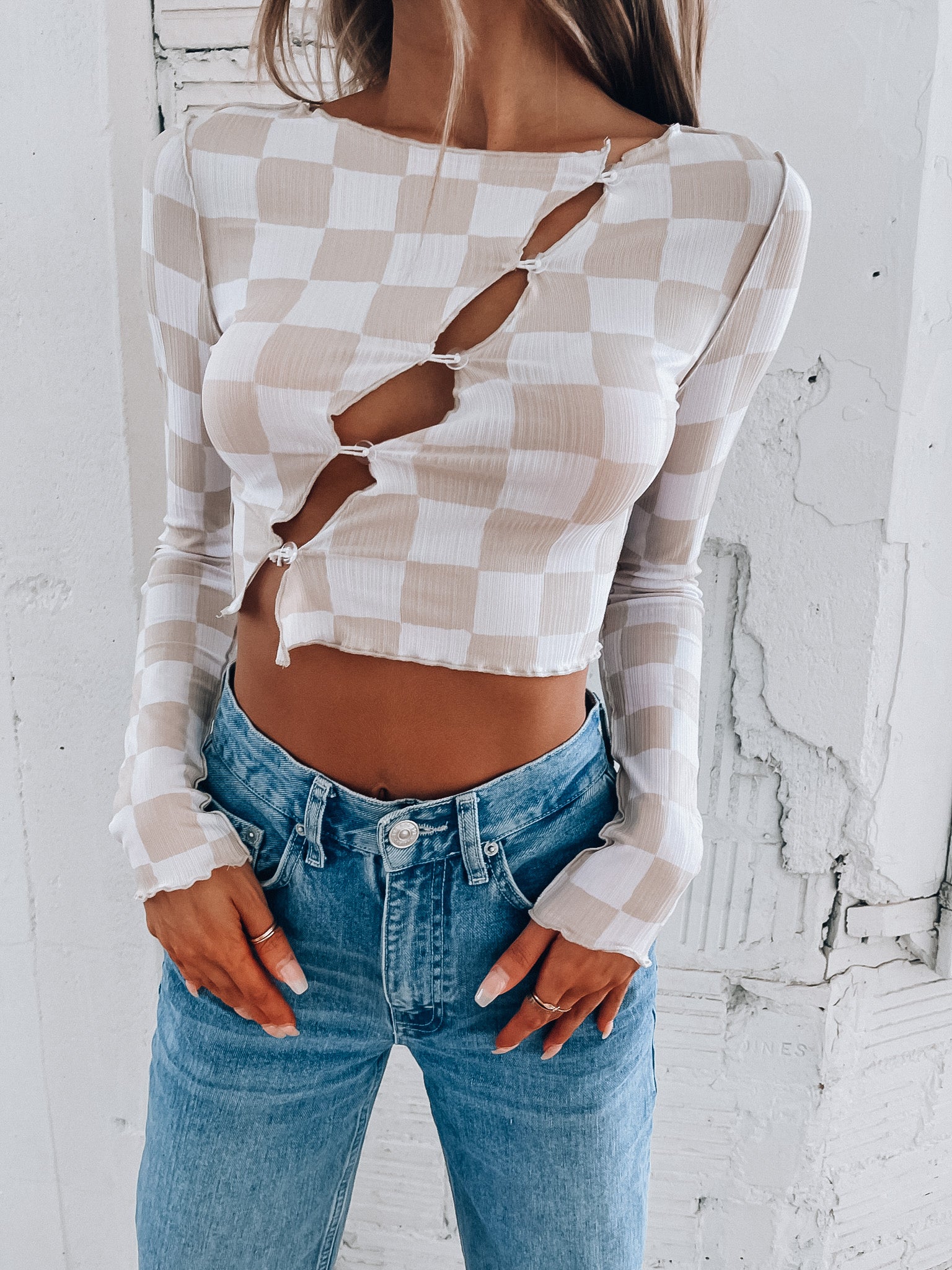 SALE :Checkered Long Sleeve Top