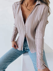 Cadence Semi Sheer Button Down Top