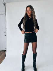 Black Pleather Micro Mini Skirt