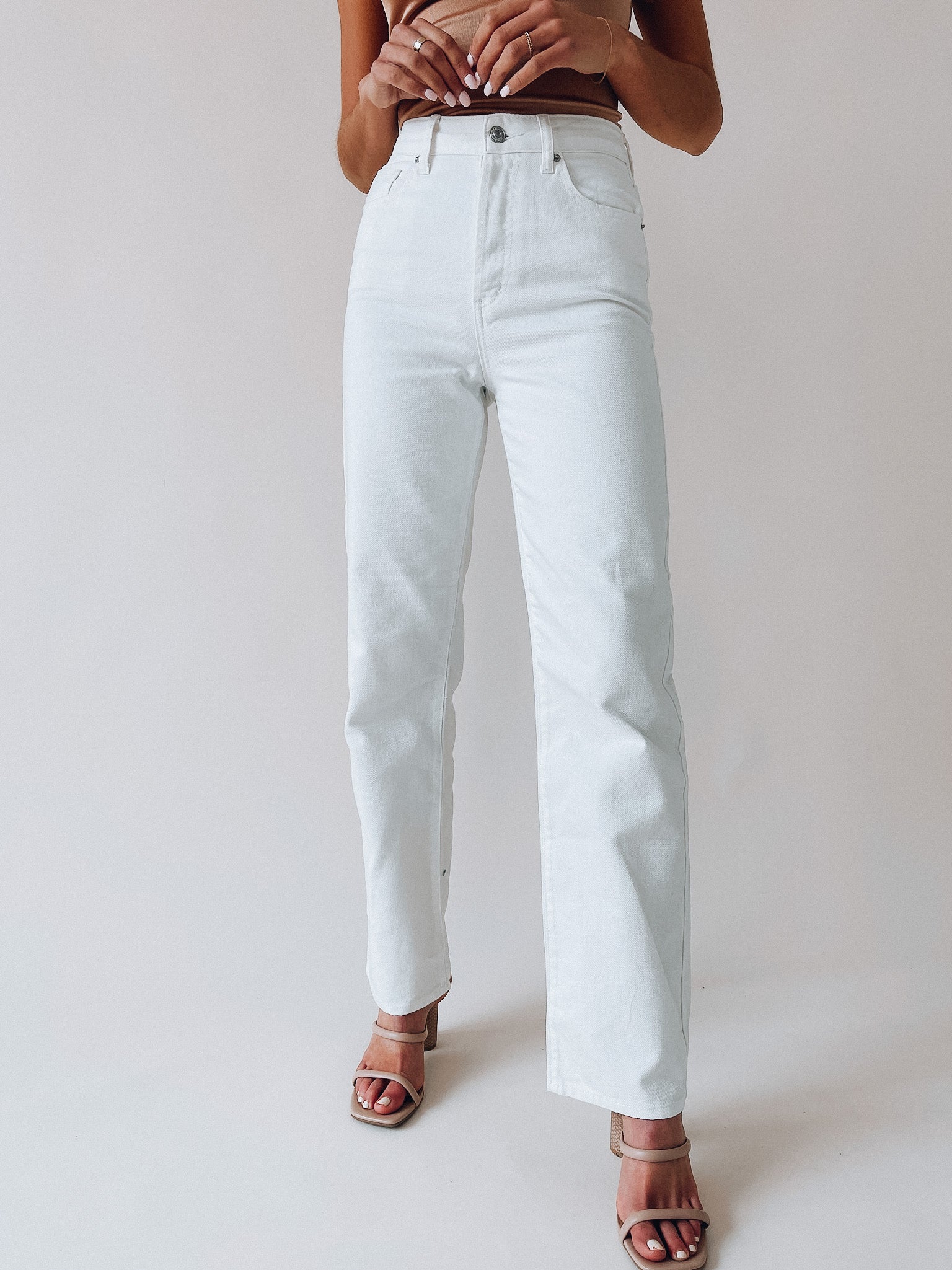 White High Rise Boyfriend Jeans
