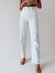White High Rise Boyfriend Jeans