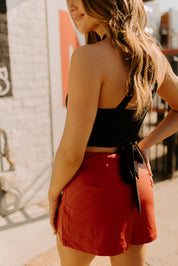Stassi Red Leather Mini Skort