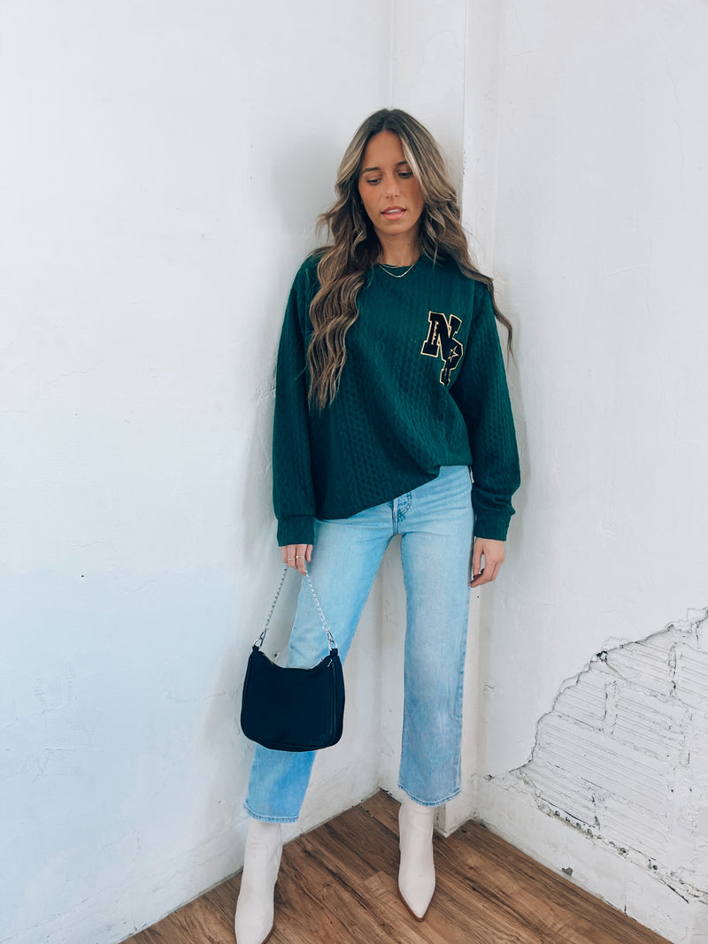 Varsity Patch Crewneck Sweater