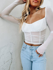 Sophie Long Sleeve Top In White