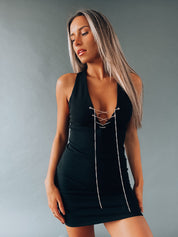 RESTOCKED: Chain Lace Up Bodycon Dress