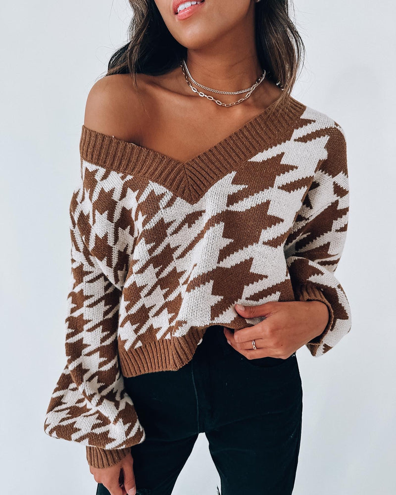Amelia Knit Houndstooth Sweater