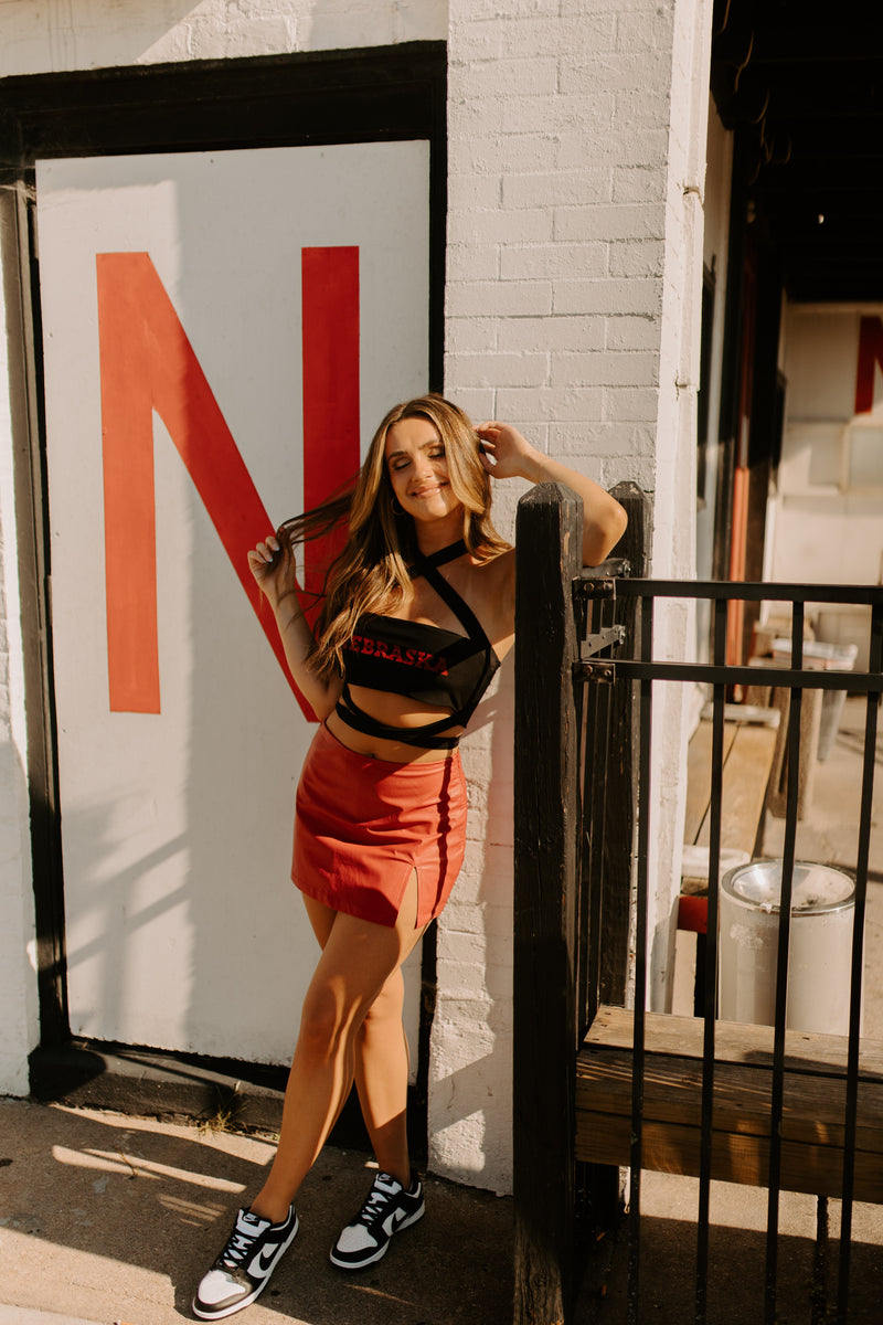 Stassi Red Leather Mini Skort