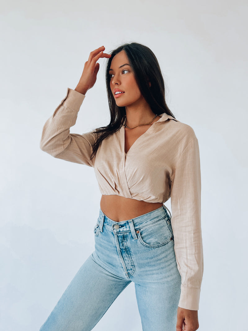 Analie Linen Cropped Top