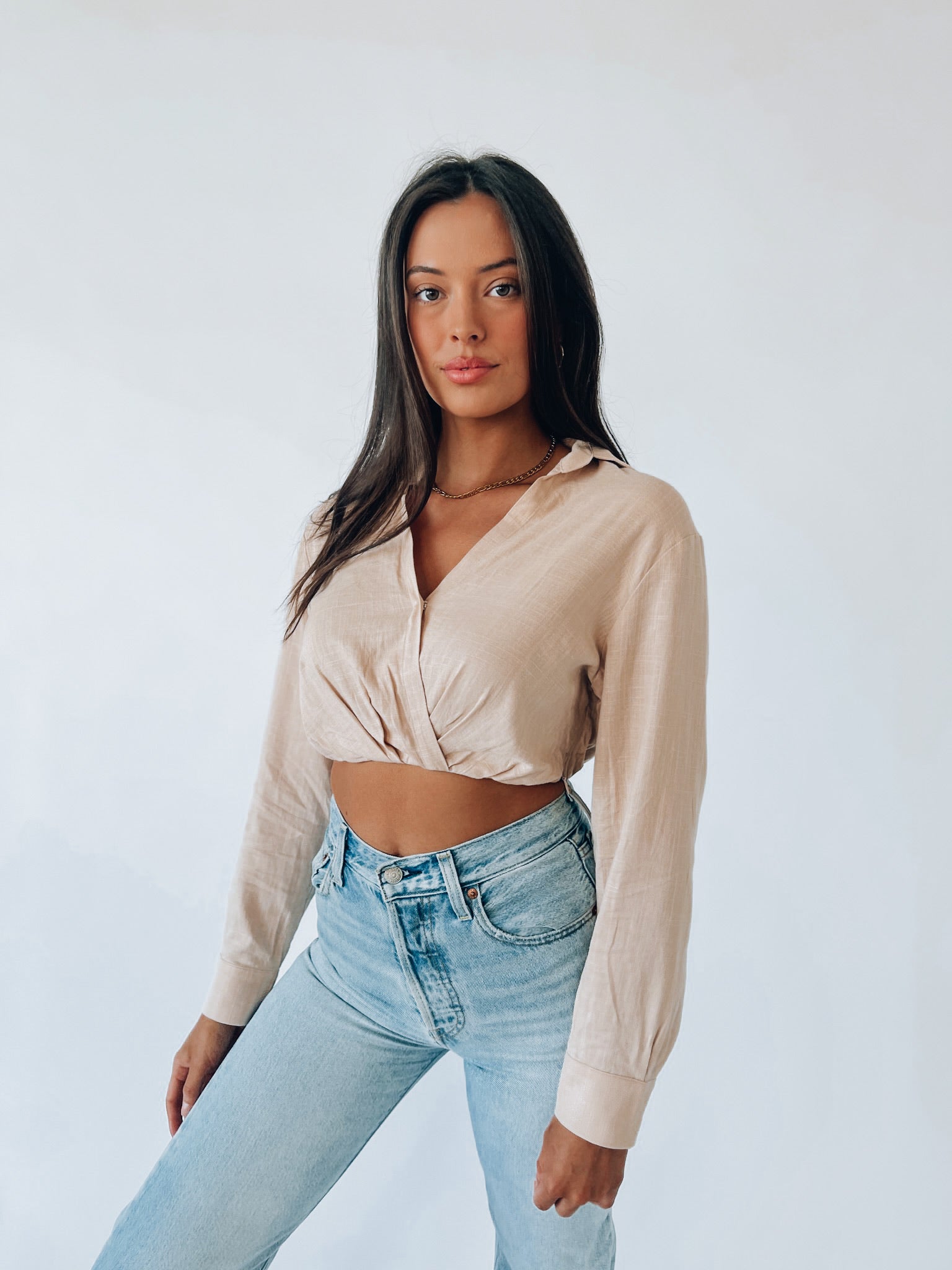 Analie Linen Cropped Top