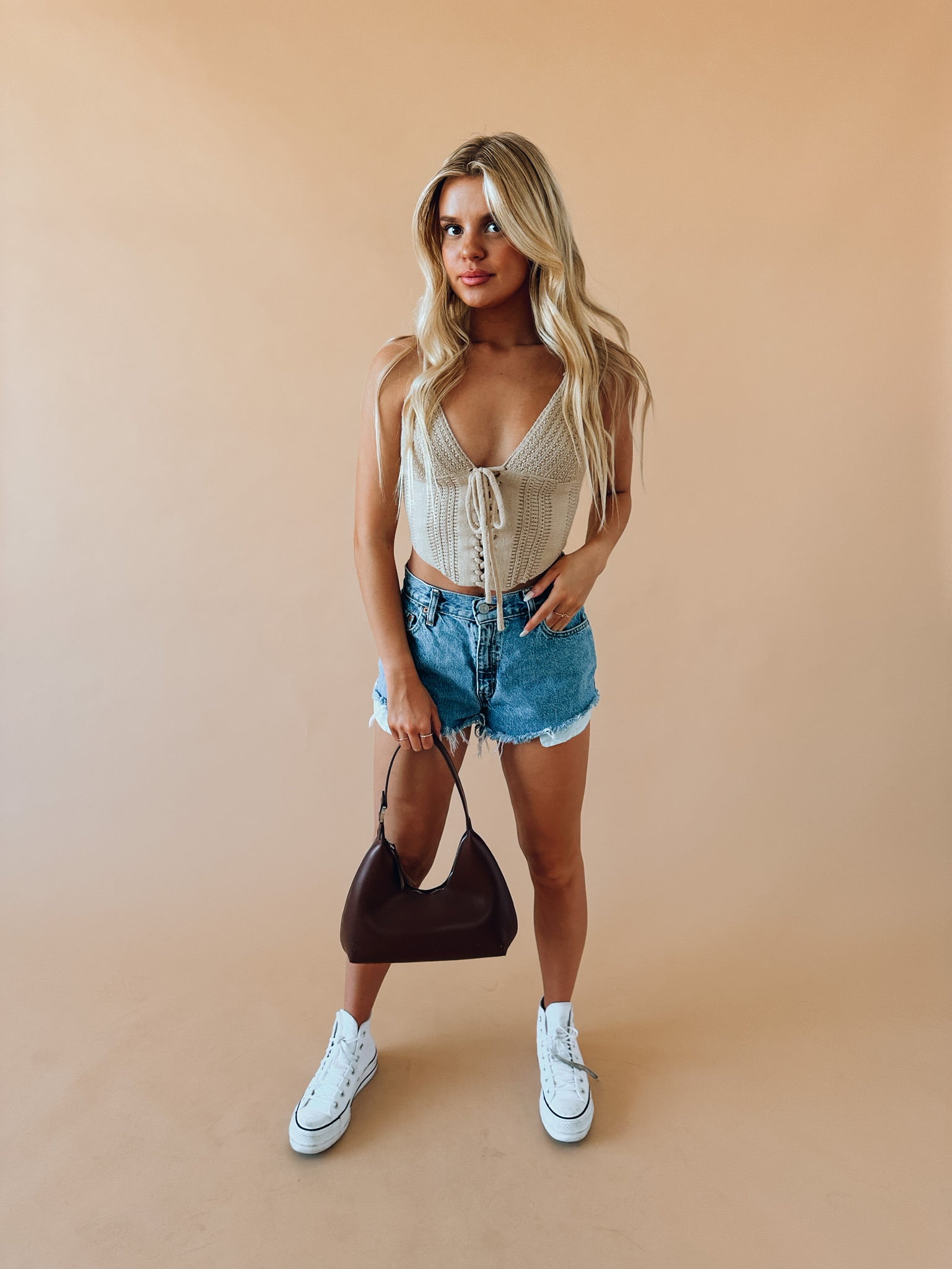 Dahlia Taupe Crochet Top