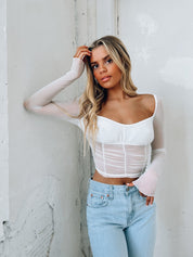 Sophie Long Sleeve Top In White