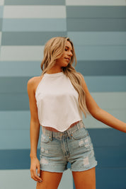 Laina Rhinestone Fringe Top