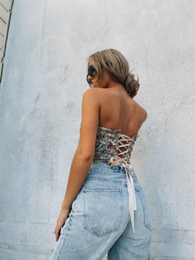 RESTOCKED: Braylin Lace Up Bustier Top