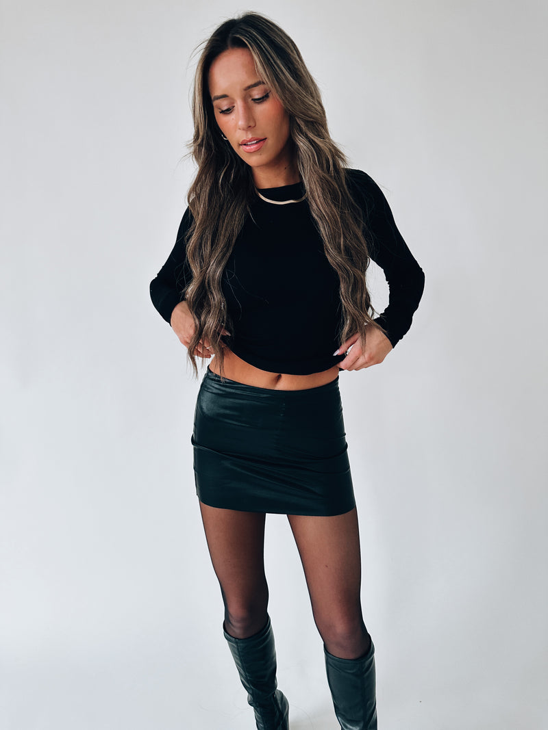 Black Pleather Micro Mini Skirt