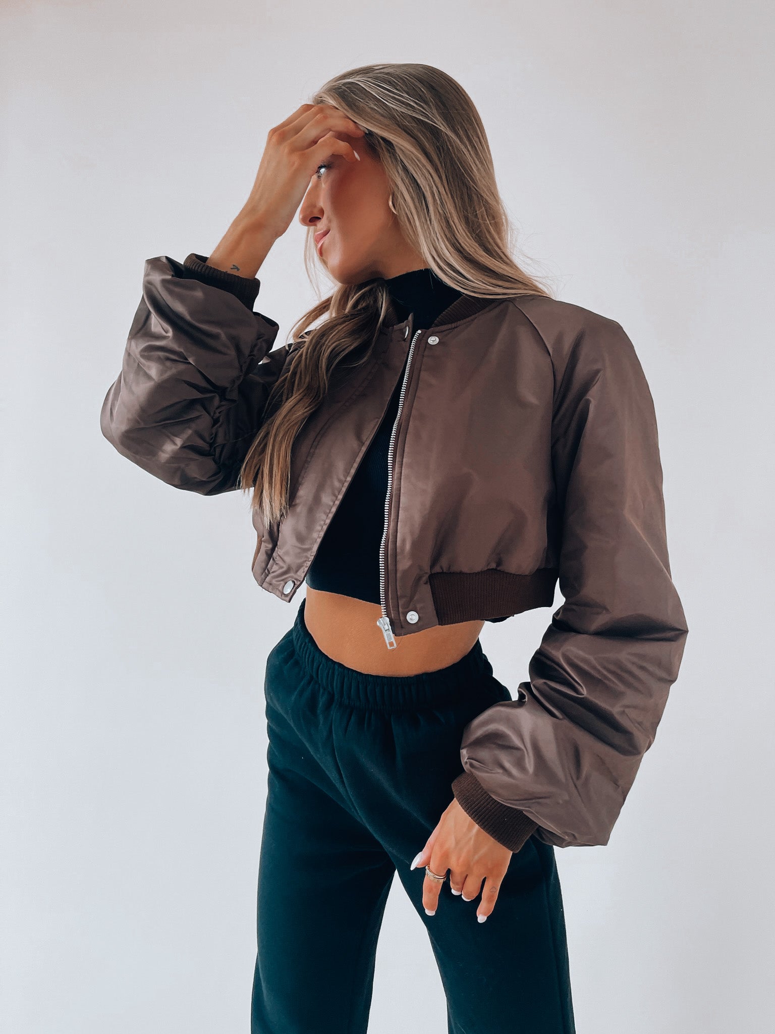 Kiandra Cropped Coco Bomber Jacket