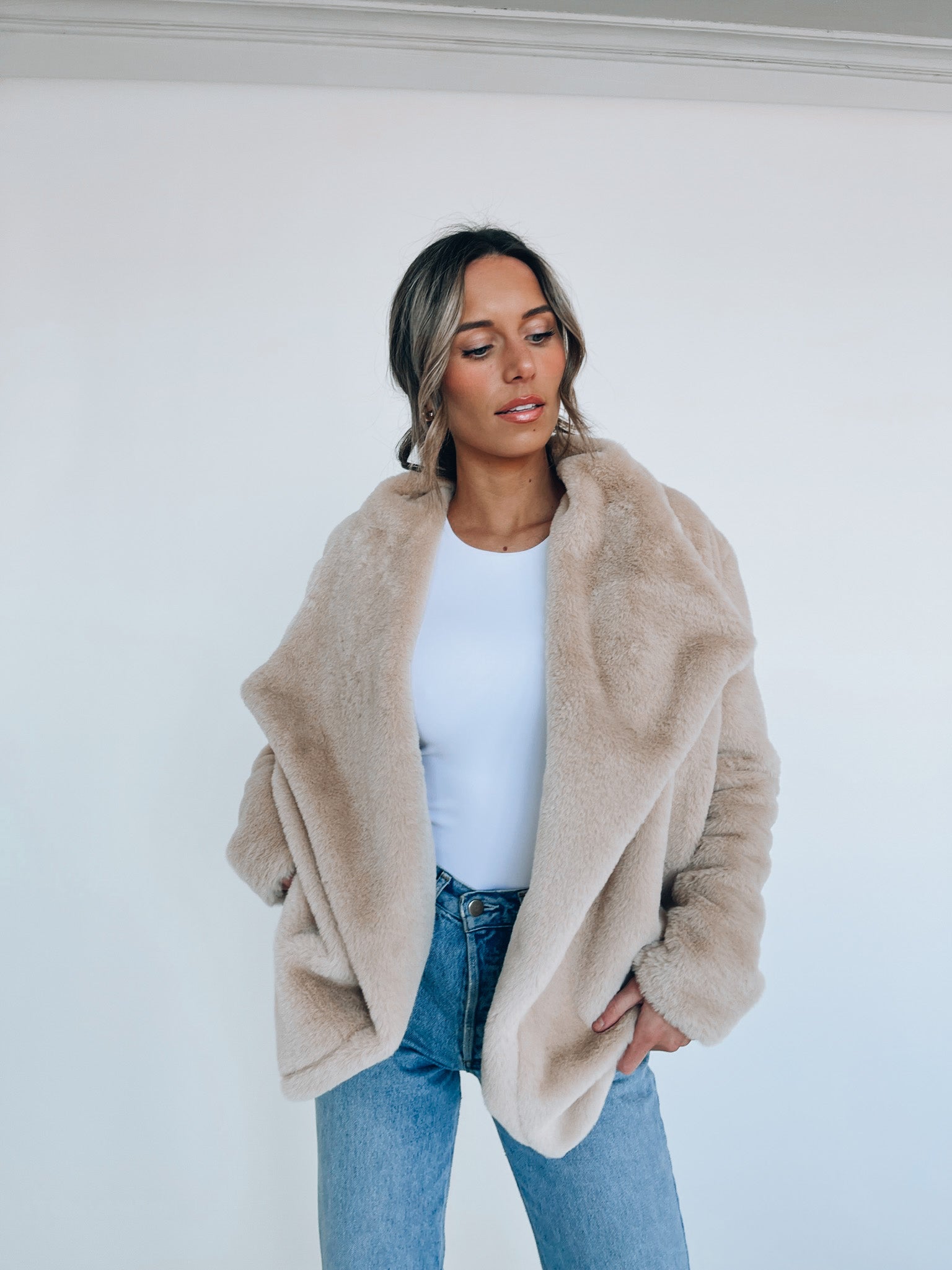 Almond Faux Fur Jacket
