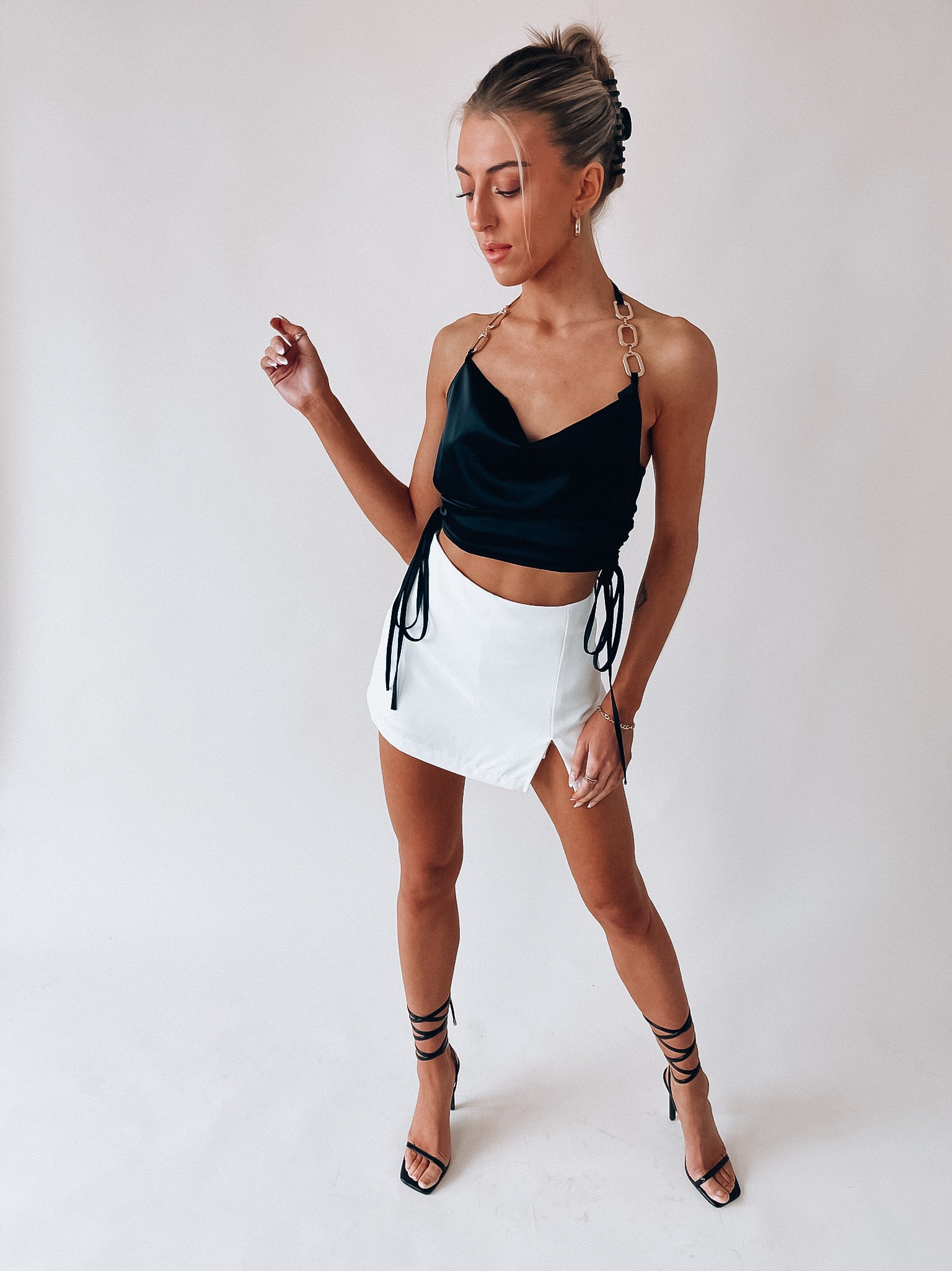 Aliza Gold Chain Halter Crop Top