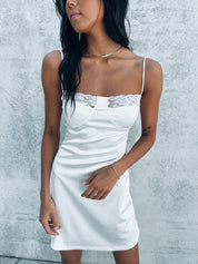Brooks Satin Bustier Dress In White