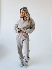 Taupe Cropped Quarter-Zip