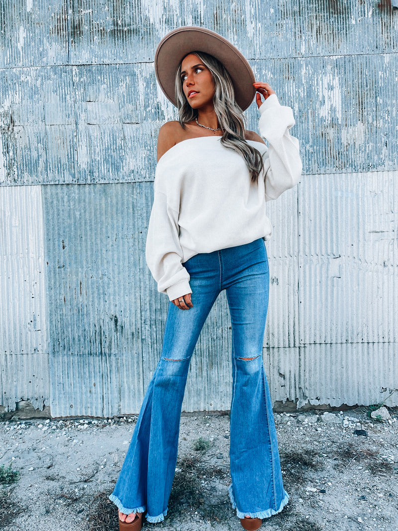 SALE: Distressed Bell Bottoms