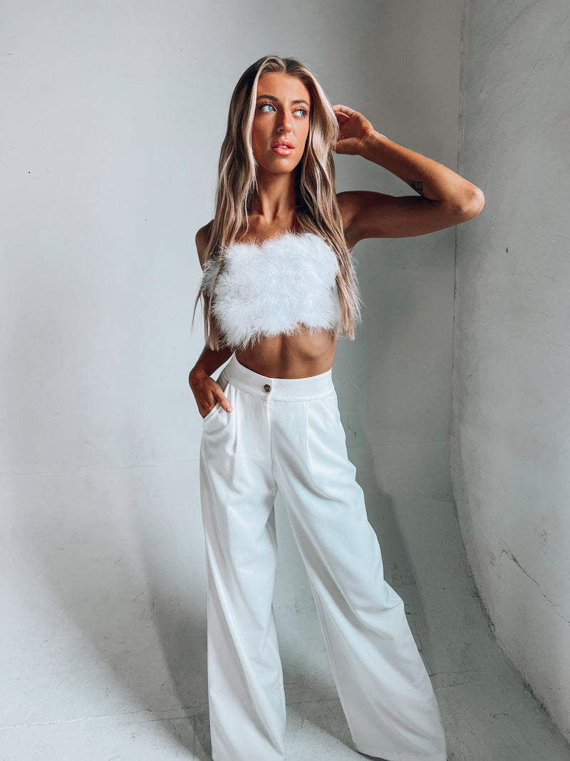 Feather Crop Top In Crisp White – Madida Clothing