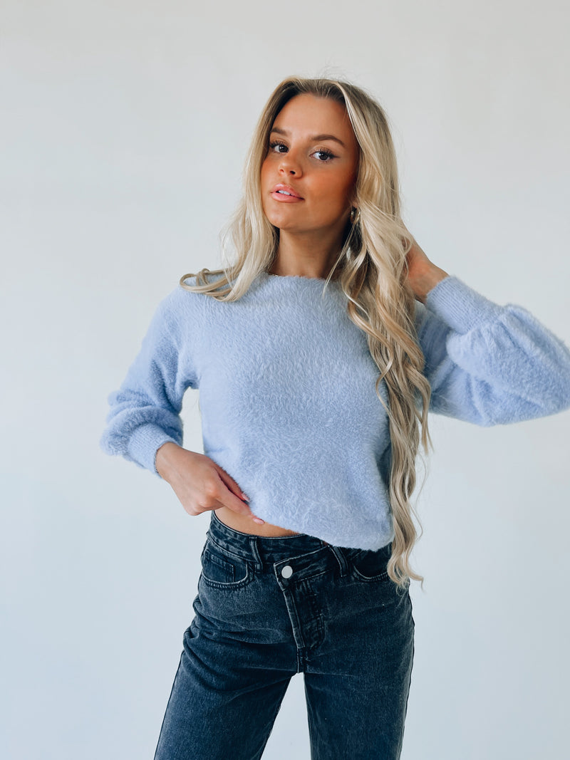 Periwinkle Fuzzy Textured Sweater