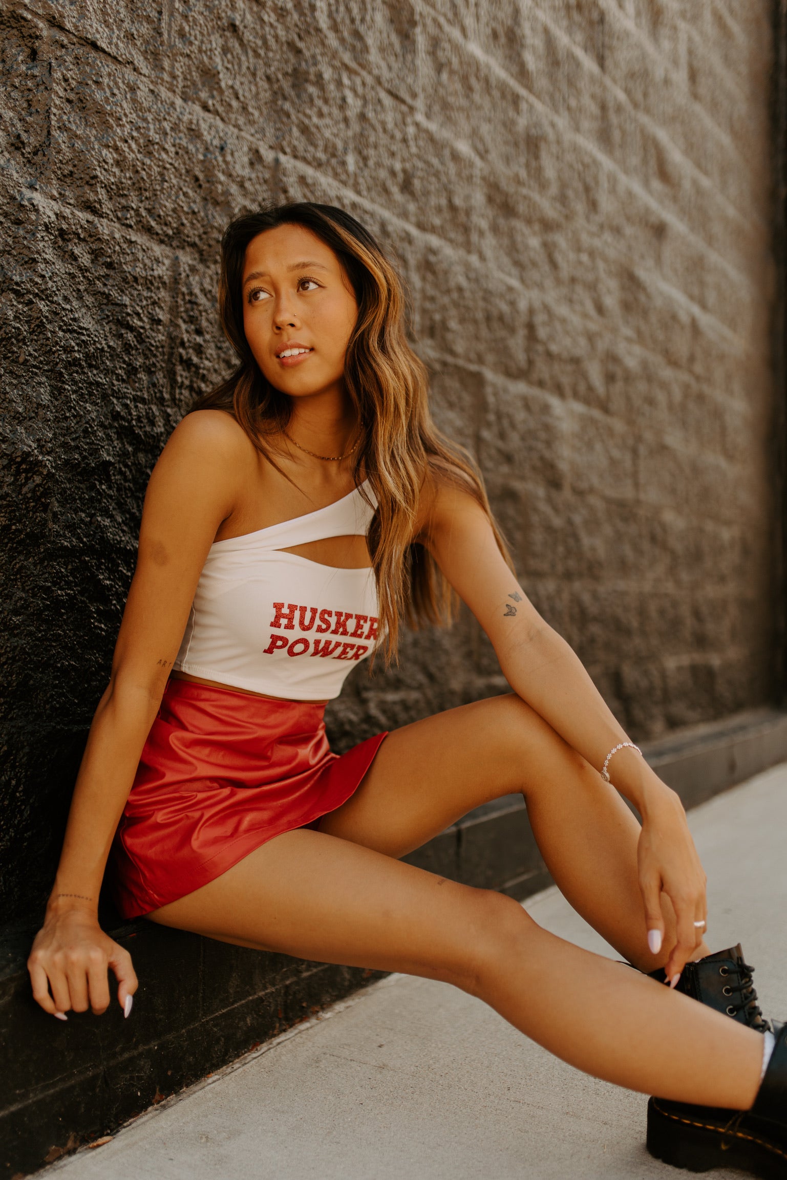 Stassi Red Leather Mini Skort
