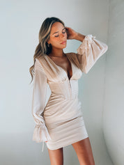 SALE : Braelynn Long Sleeve Silk Mini Dress