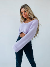 Cropped Lavender Knitted Sweater
