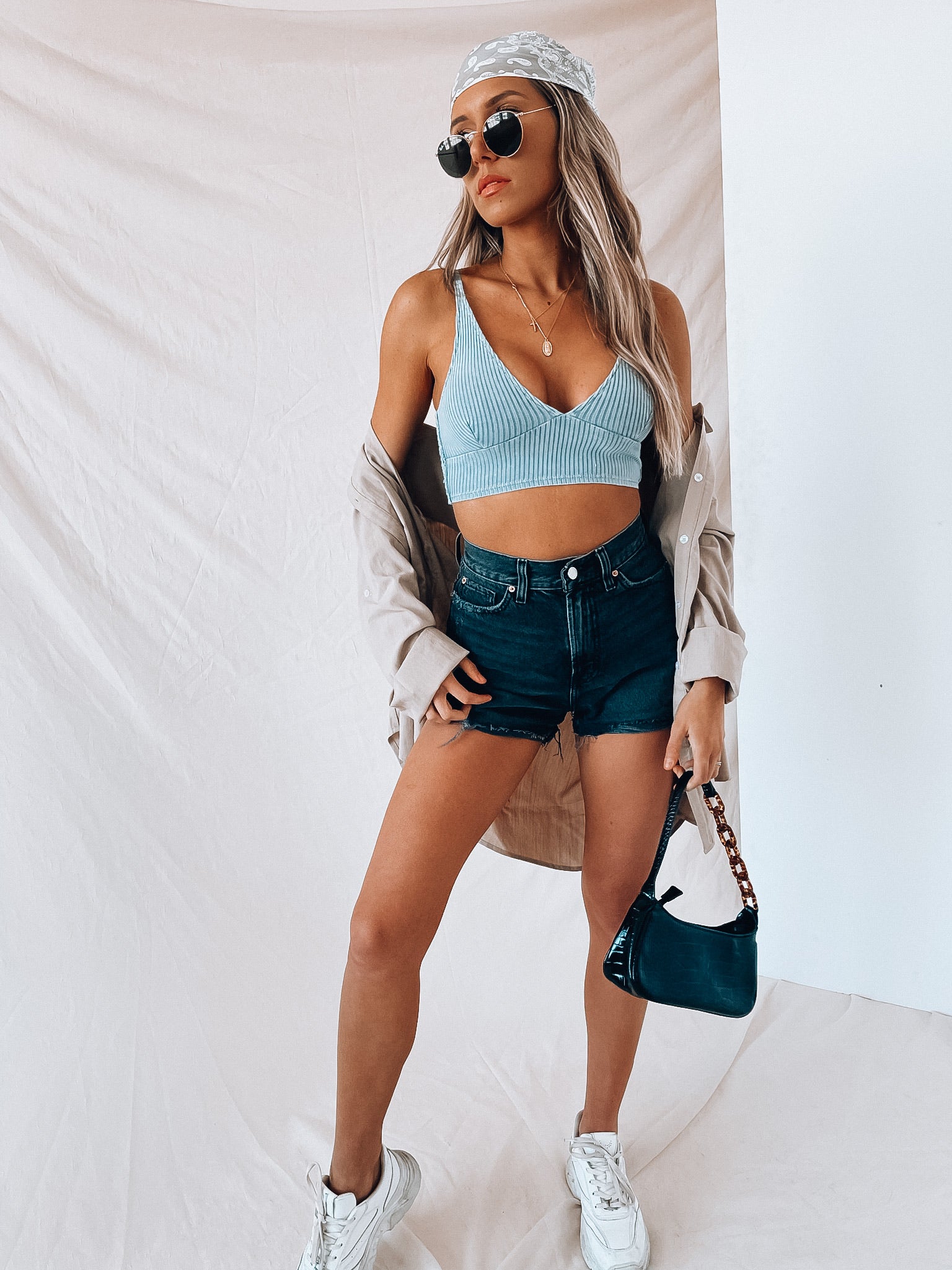 SALE :Blue Emersyn Crop Tank