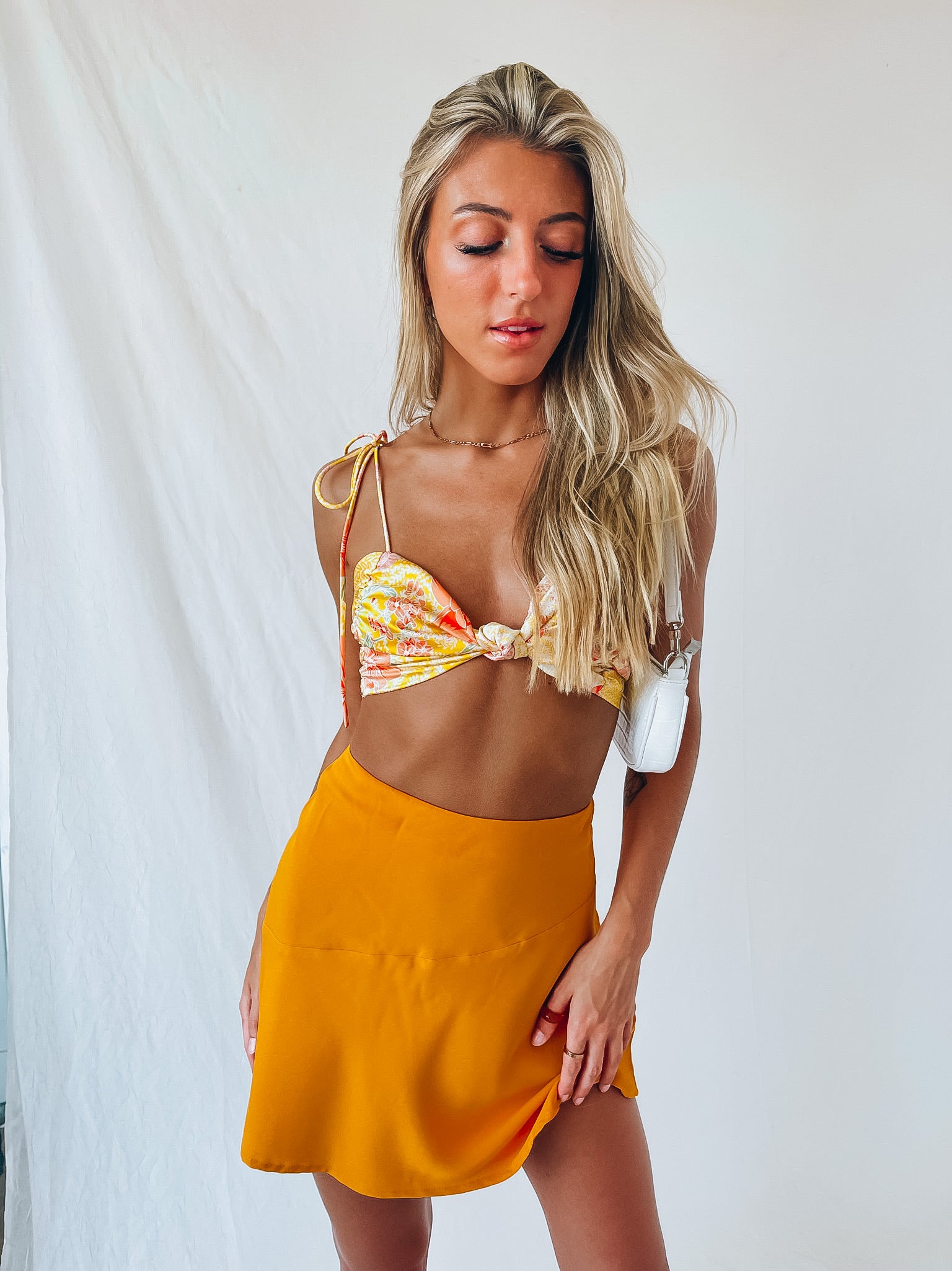 SALE :Orange Mini Skirt