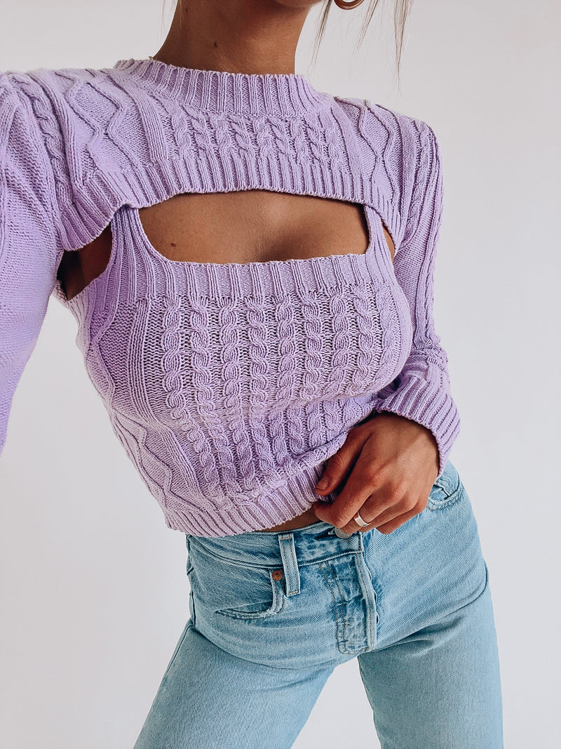 Gelina Lavender Sweater Set
