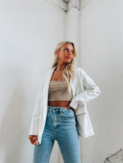 Bindi Crocodile Print Leather Blazer
